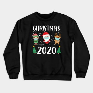 Santa Wearing Mask Elf Reindeer Quarantine Christmas 2020 Family Group Crewneck Sweatshirt